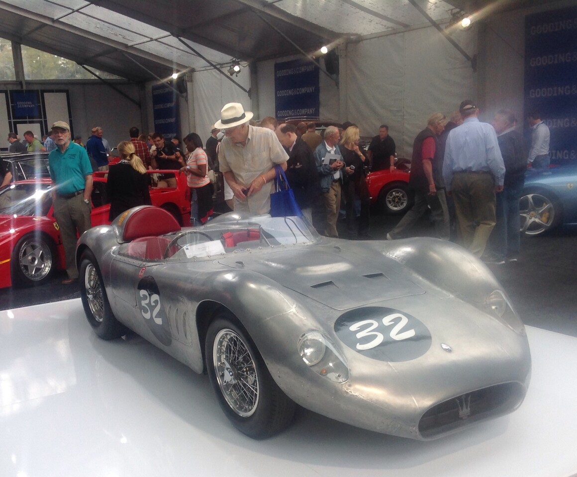 The Maserati 200 SI "star attraction" of the Gooding & Co auction was passed in. It had been sold by the same auction house for $2,640,000 less than five years ago, and bidding on the car went to $4.7 million, (actually more than $5 million including buyers premium) but failed to meet reserve. The vendor had the opportunity to sell the 59-year-old car for double its purchase price after owning it for less than five years, but chose not to.