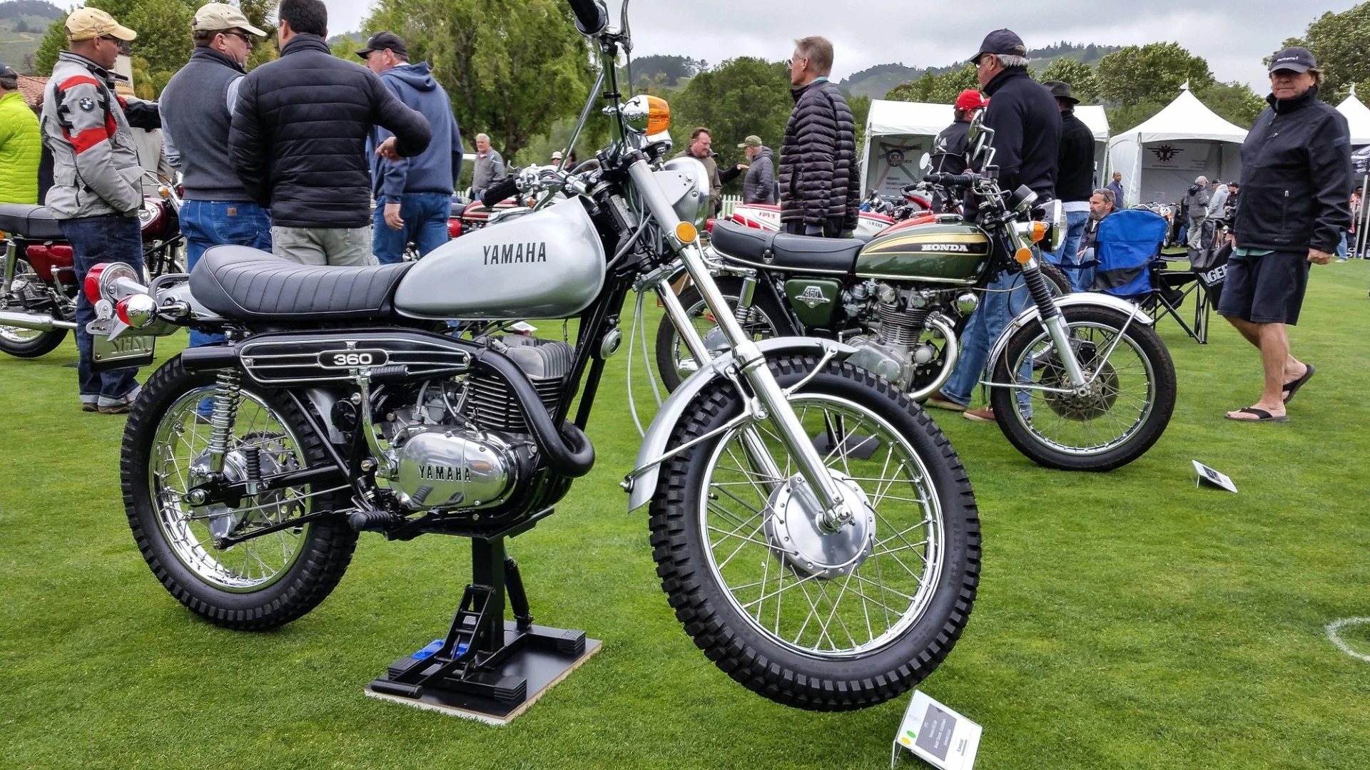 An older Yamaha 360 scrambler at the Quail Motorcycle Gathering