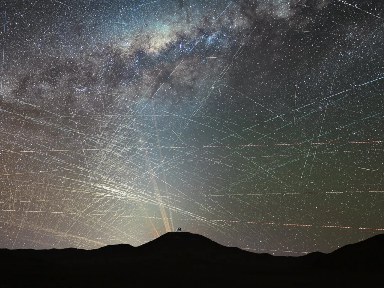 Time lapse photo over Atacama desert