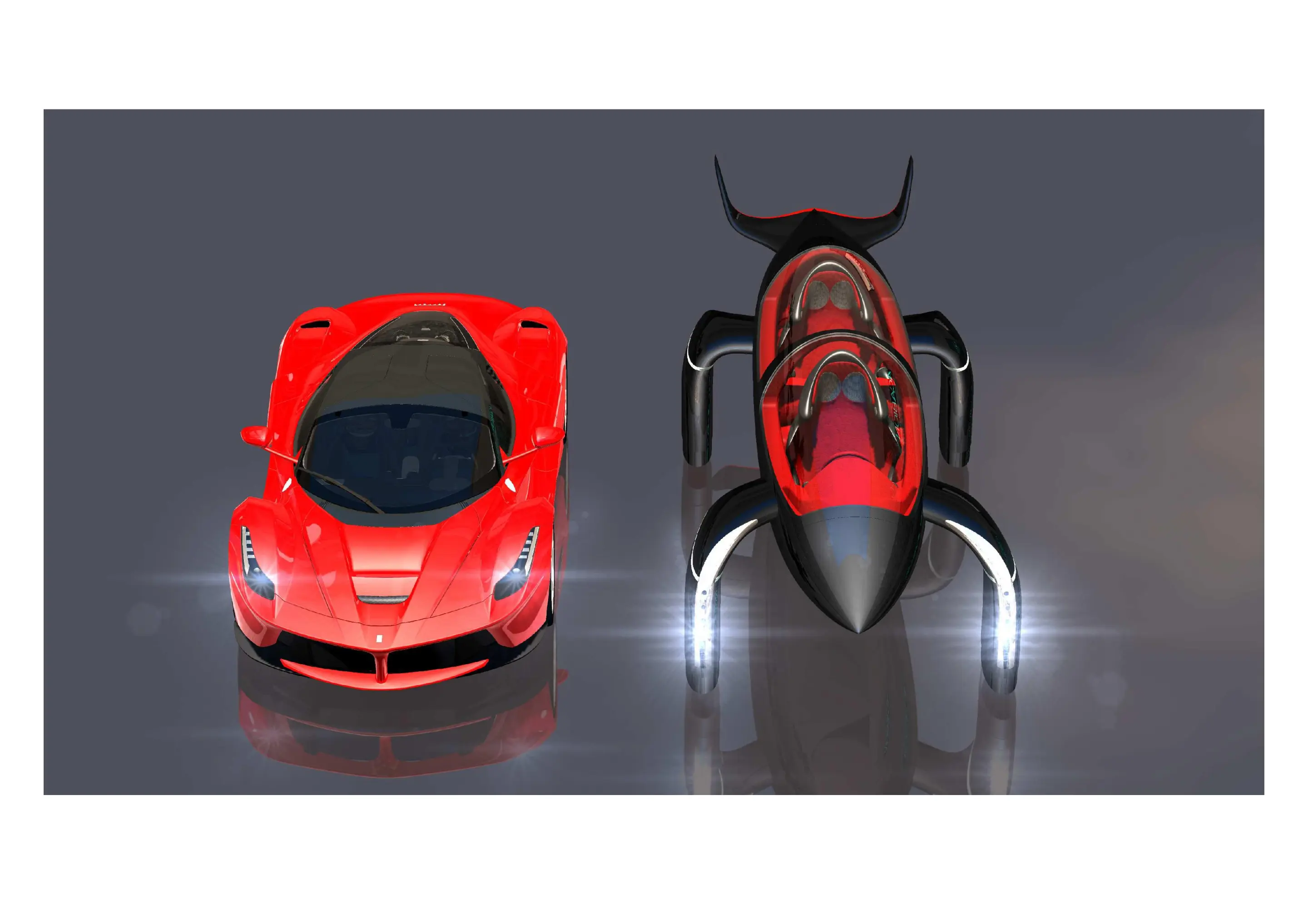 Two-seater Acabion four-wheeler design compared to a sports car