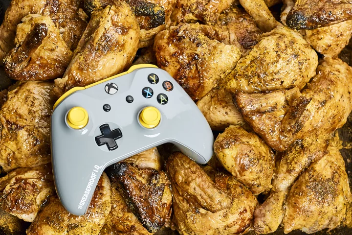 The PUBG Greaseproof Xbox wireless controller has been hand sprayed in a coating that repels grease