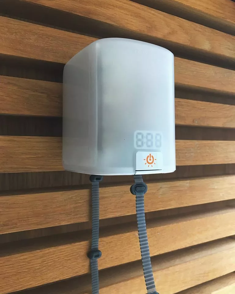 The NowLight can hang from its back or top