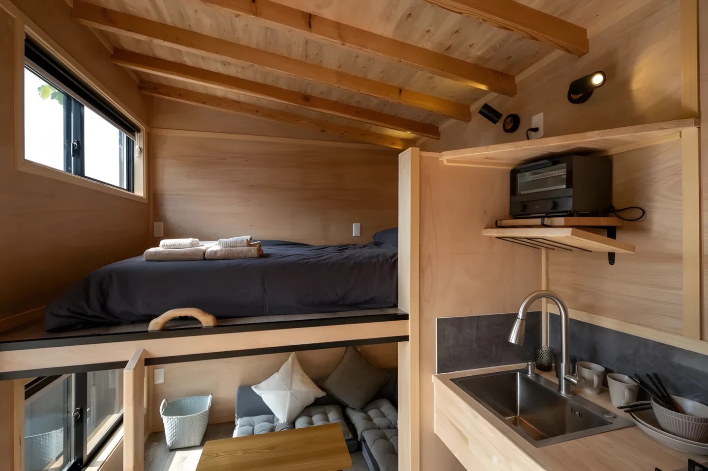 The Yamabiko's bedrooms are reached by ladder and are typical loft models with low ceilings