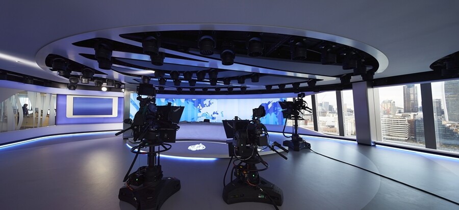 The new Al Jazeera Media Network facility at the Shard in London, UK, incorporates a broadcast production facility, multi-purpose newsroom and studio