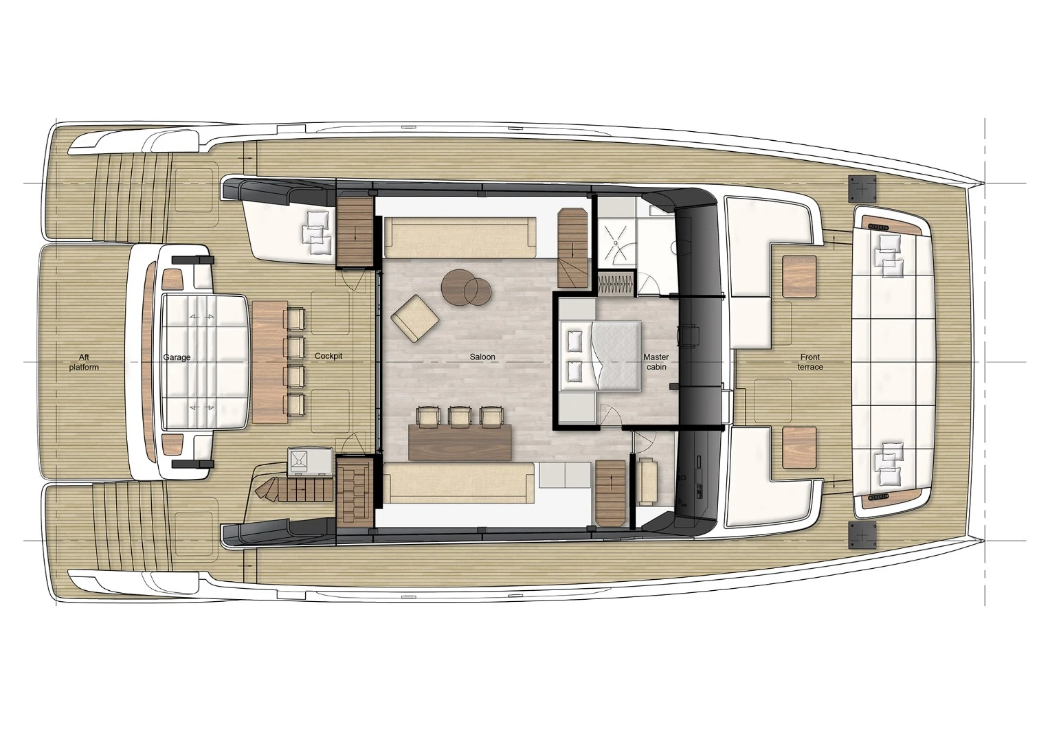 Configuration option for the upper deck of the 80 Sunreef Power