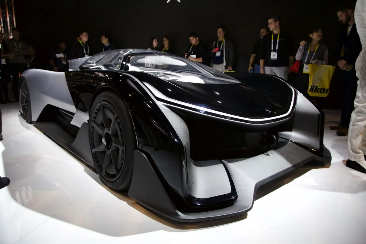 The single-seater FFZERO1 Concept vehicle at CES