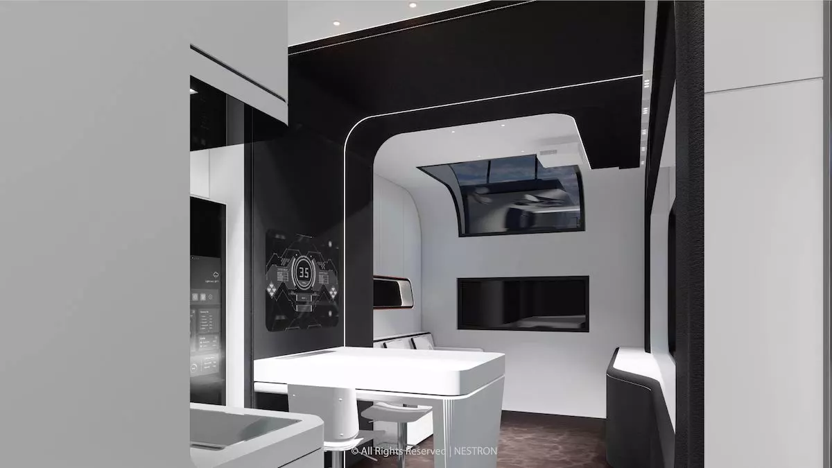 The curvy skylight/window adds to the sweeping views of the C2X model