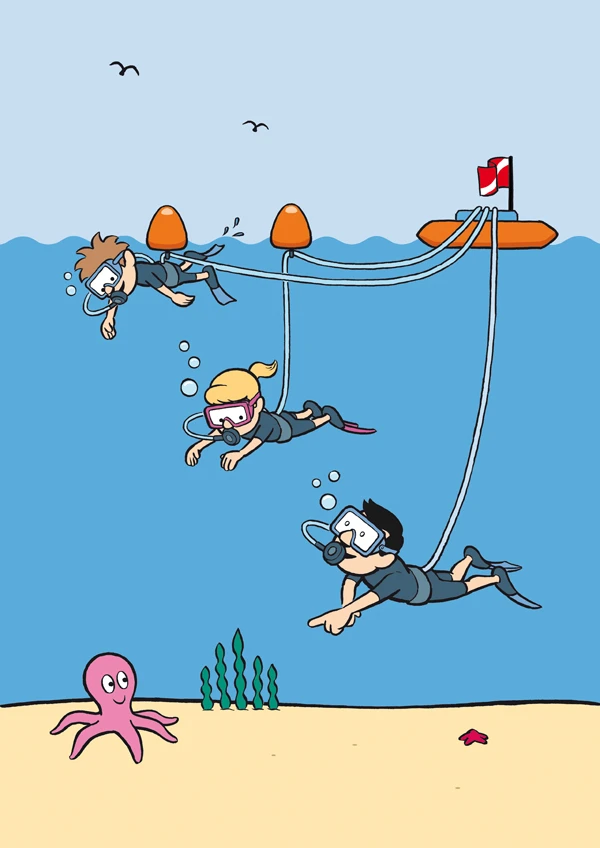 The three-step process gradually gets kids used to diving at different depths