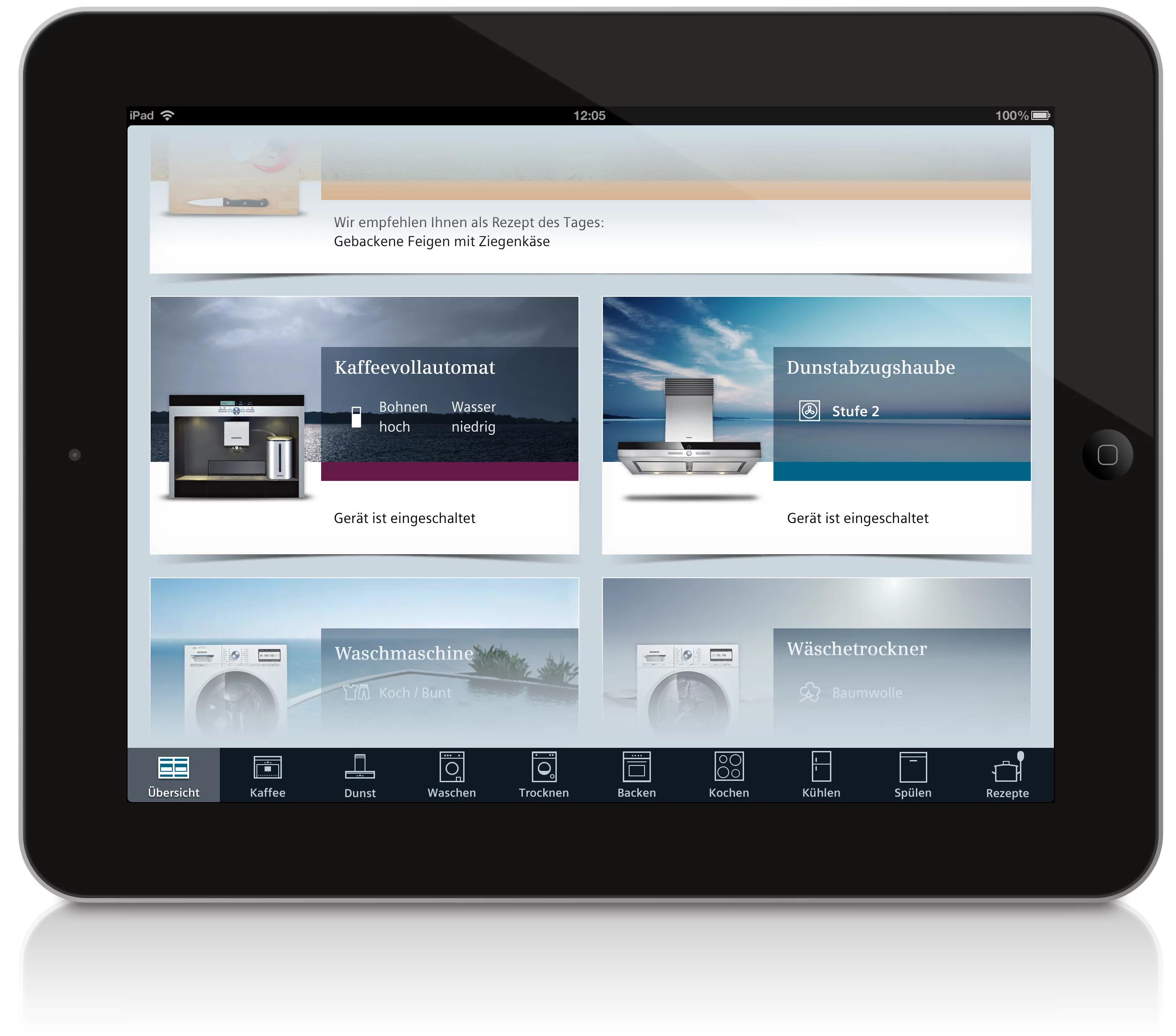 An app would allow users to control their appliances while away from the home