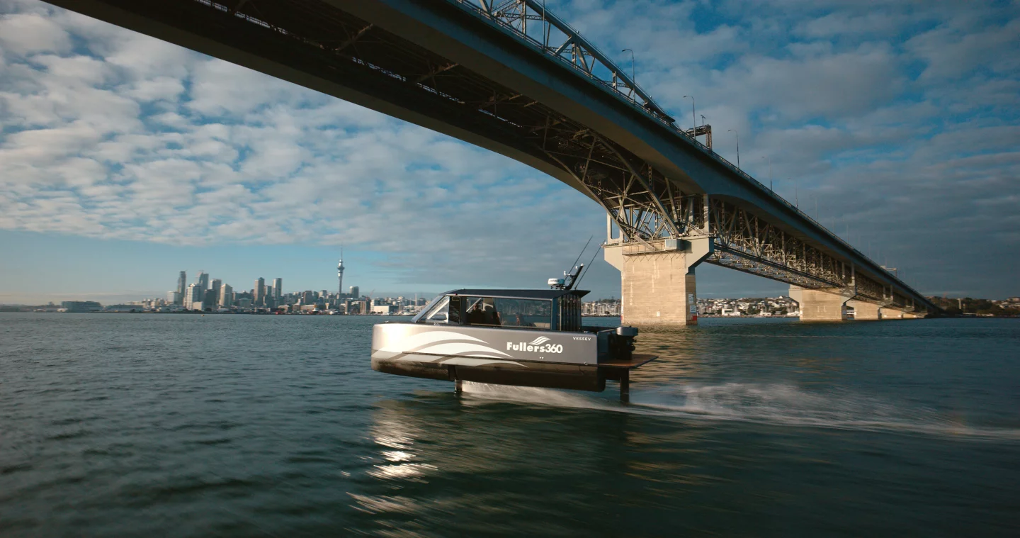 The Vessev VS–9 is named the Kermadec, and has now started e-ferrying tourists around Auckland's Waitematā Harbour
