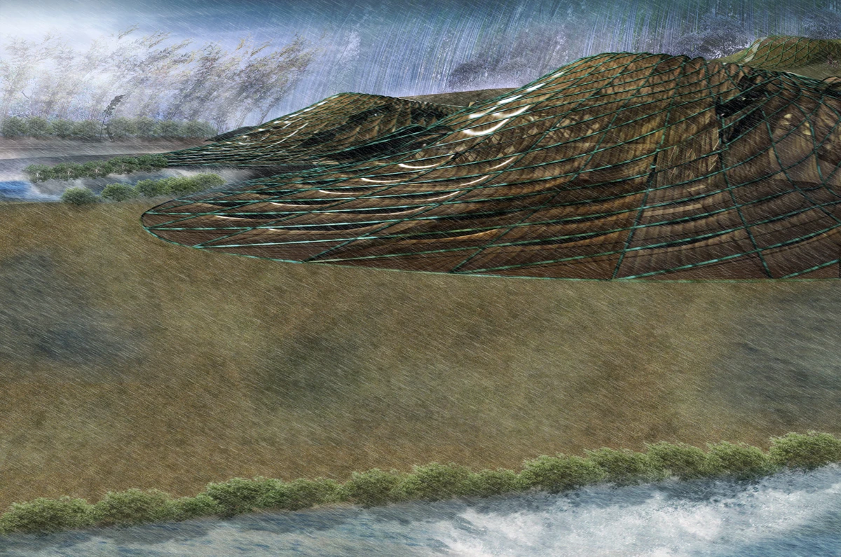 Rendering of a Bamboo Lakou home Haiti (Image: John Naylor)