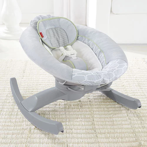 The cradle can also be removed and placed on the floor, then rocked by hand