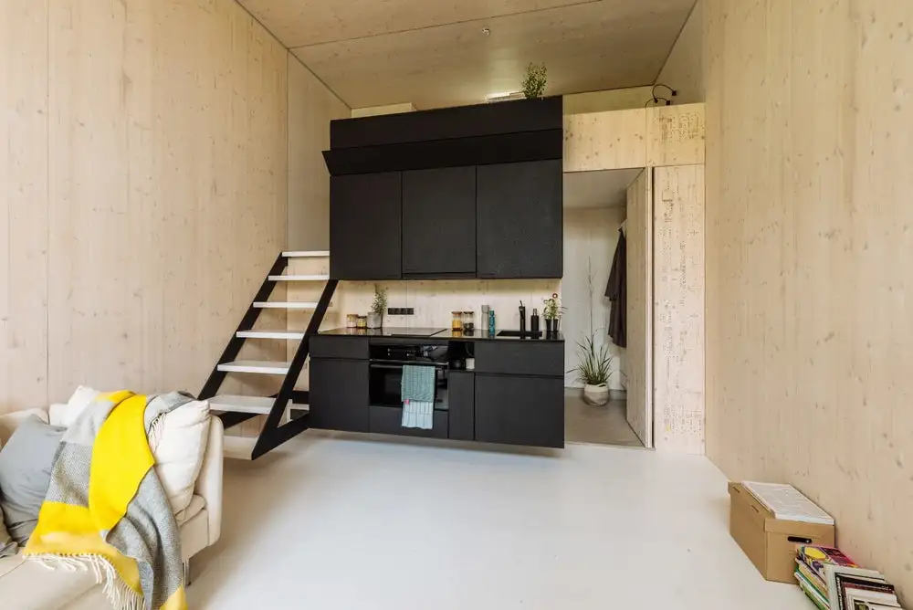 View towards the Koda's kitchen and bathroom