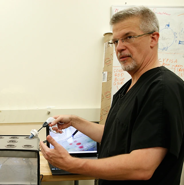 Surgeon Duke Herrell (pictured) noted that the smaller endoscopic instruments such as this new mechanical wrist are, the better