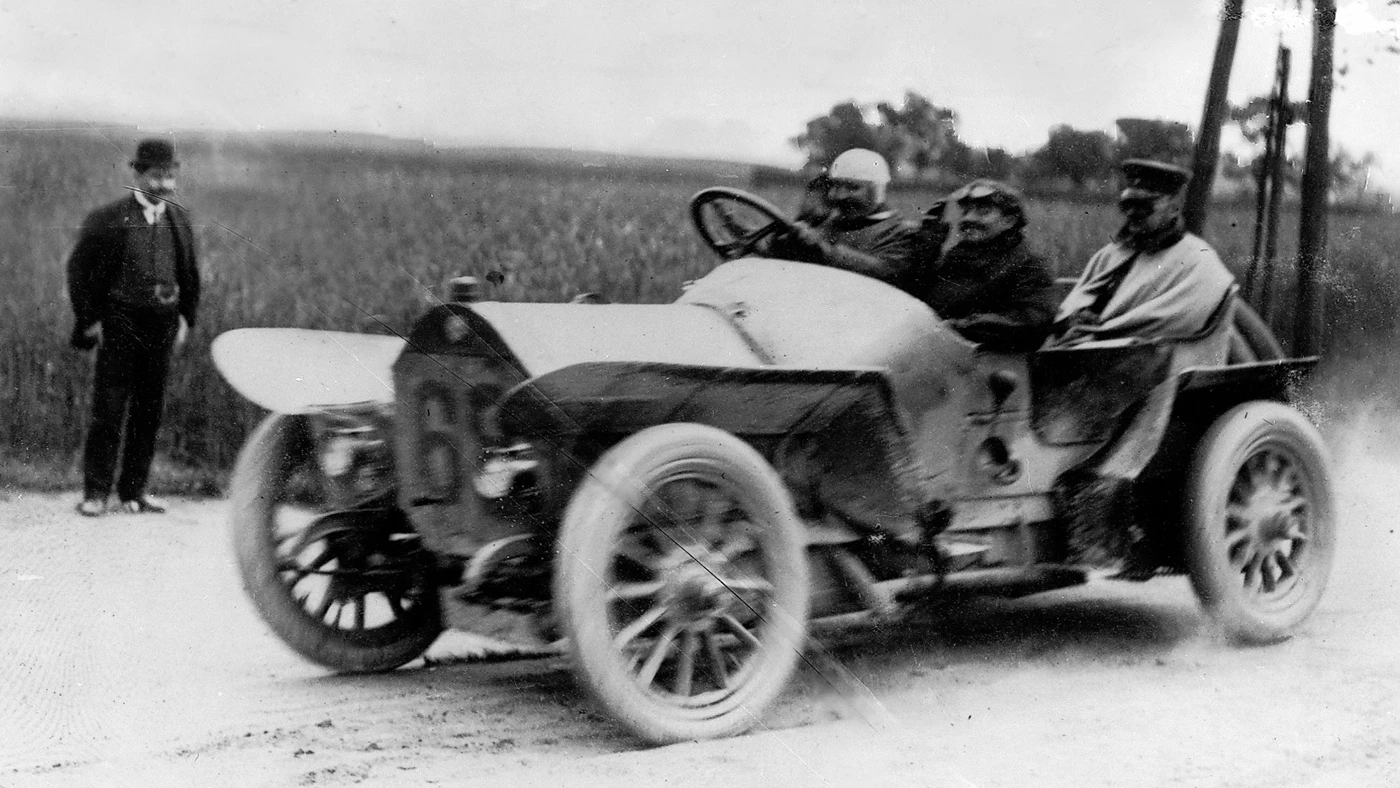 The inaugural 1908 Prinz Heinrich Fahrt was won by a Benz driven and designed by another important motorsport figure in the form of Fritz Erle. Erle was already the head of the racing department for Benz, also driving the cars in major races with plenty of success, and he would lead the development of the 200 km/h Blitzen Benz of 1909 which eventually captured all race and speed records until 1919. Initially a run of 100 cars was planned for production but around 50 were built before WW1 got underway.