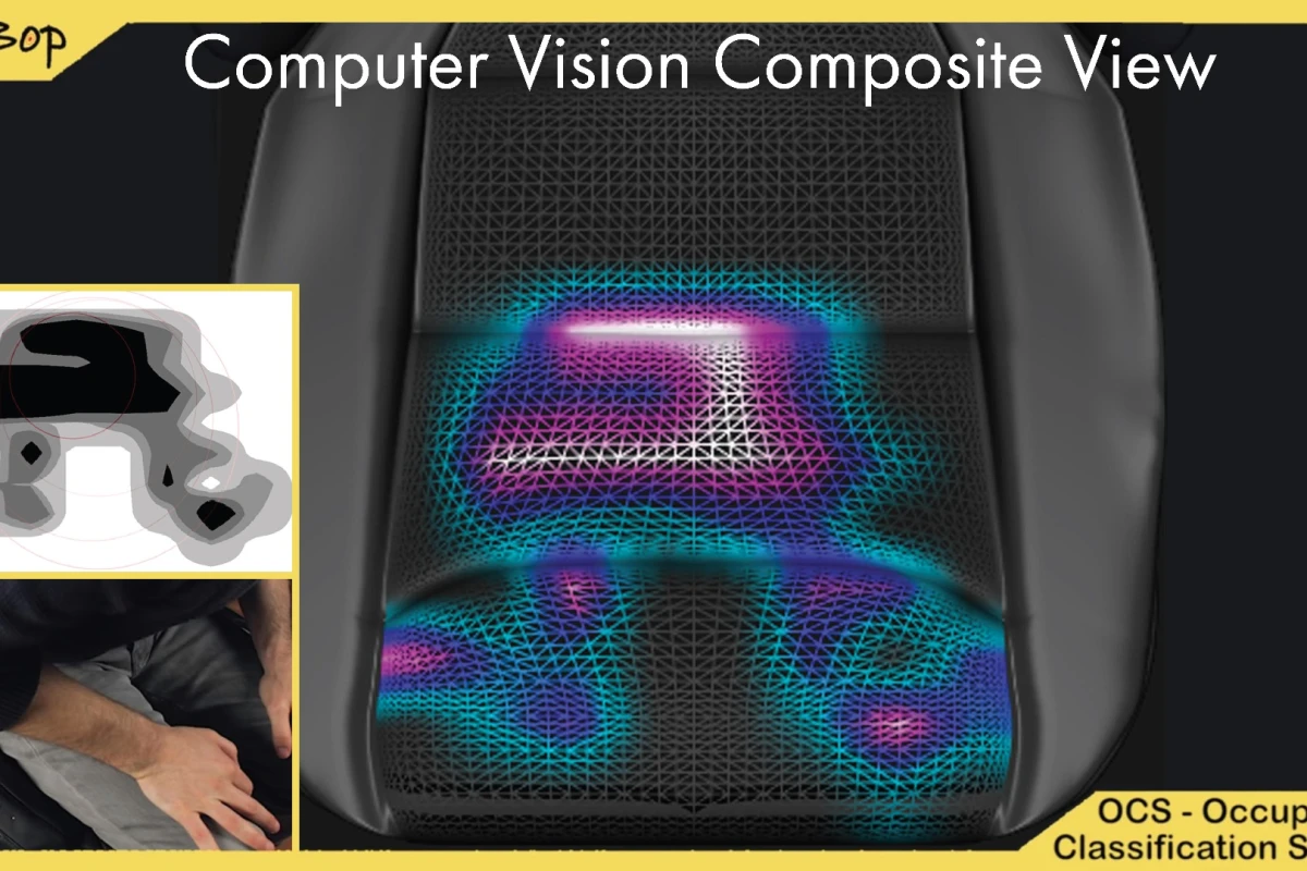 A composite view of what the BeBop smart material senses when someone is sitting in a car seat