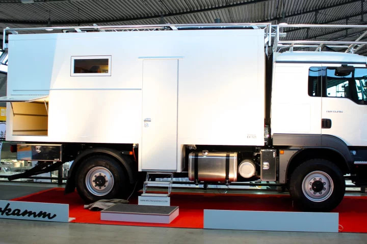 Kerkamm shows one of the larger expedition vehicles at CMT, the EX 525