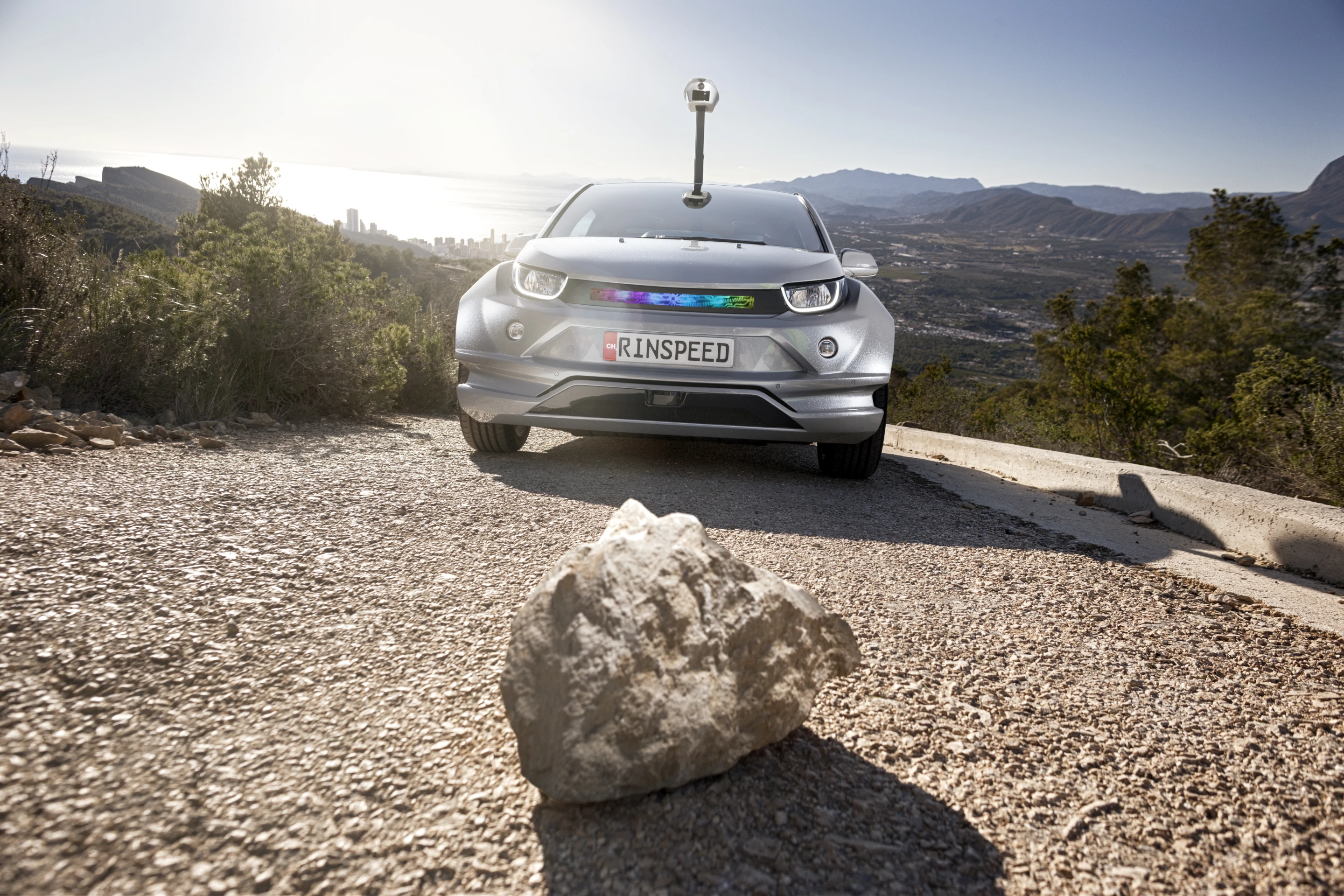 A rock in the middle of the road should be detected by Budii's onboard sensors