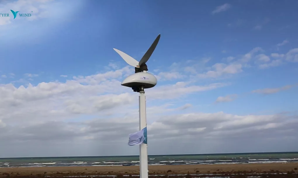 Tyer Wind machine is claimed safer for migrating birds compared to conventional three-blade, horizontal-axis wind turbines