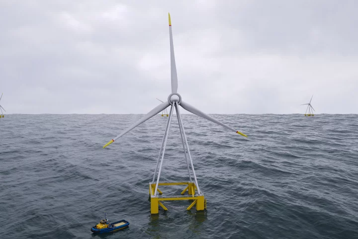 Pyramid-shaped floating turbines like these should scale to at least 20 MW, according to Eolink