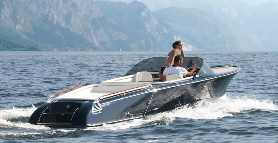The 750 St. Tropez is Frauscher's largest electric boat
