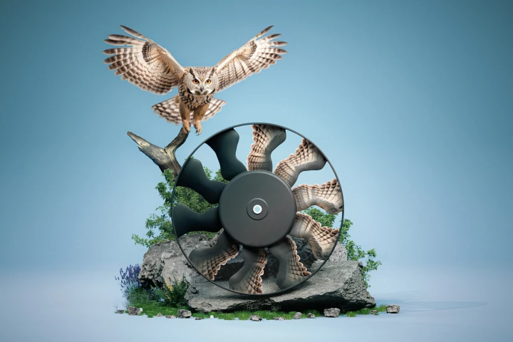 Many entities have been researching or developing owl wing-inspired blades for various uses, but Mahle is the first we've seen introduce one for electric vehicle integration