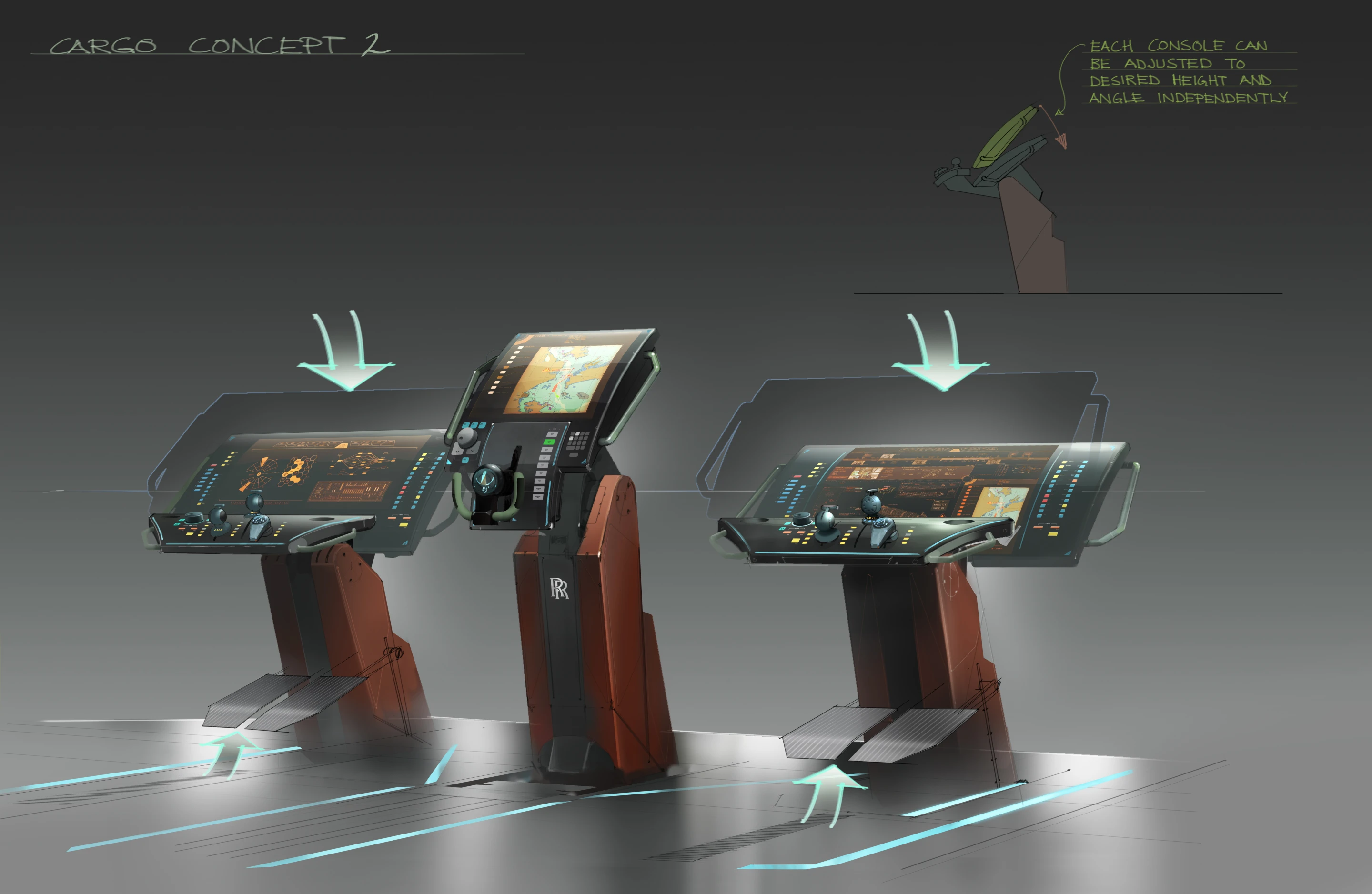 Rolls-Royce oX cargo bridge concept degrees of movement