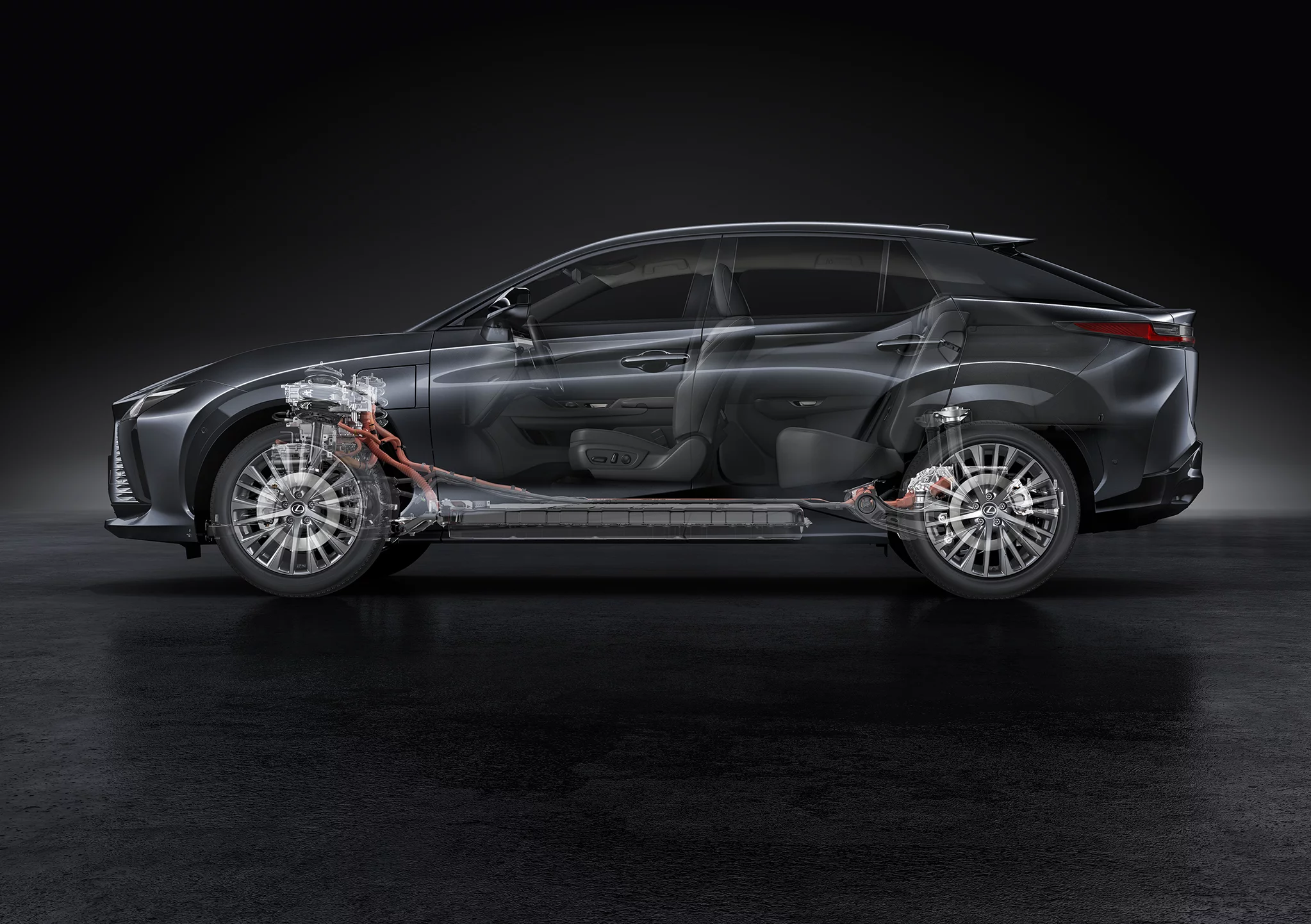 The unique all-wheel drive system of the Lexus RX moves energy front to rear and back again dynamically