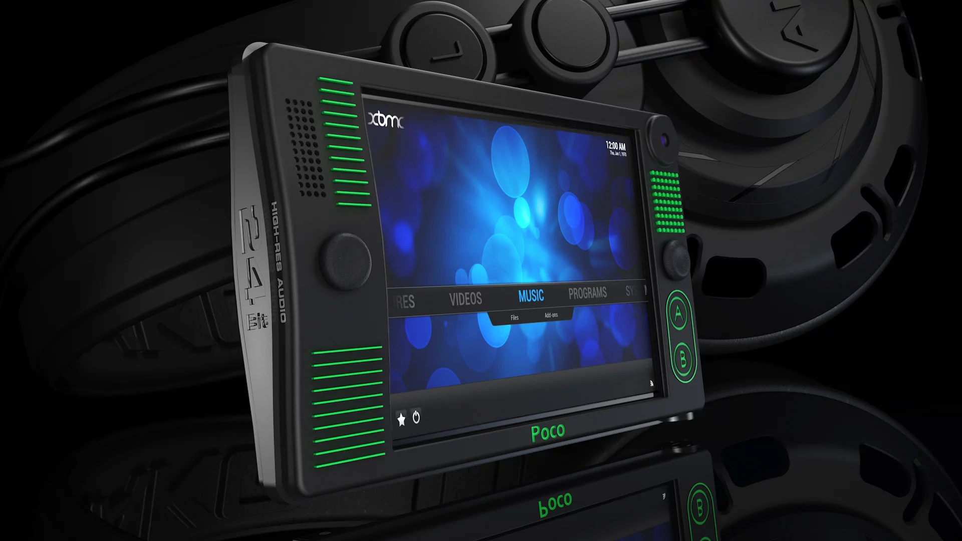 The Poco features a Cirrus WM5102ECS/R low power audio processing chip capable of playing back hi-res digital files up to 24-bit/192 kHz resolution