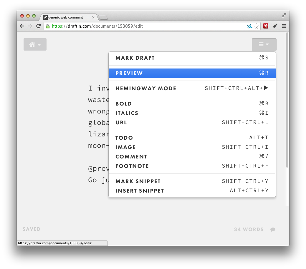 Draft: handy for composing carefully-crafted web comments