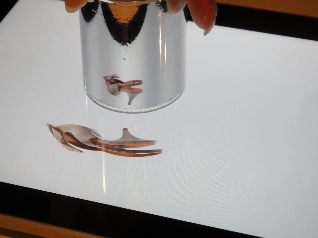 iPad anamorphicon with 3D display device (Photo: DigInfo)