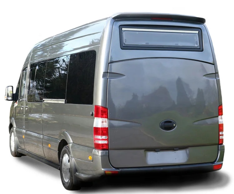In place of the usual rear double doors, RP adds a special fiberglass lift-gate to Sporthome models
