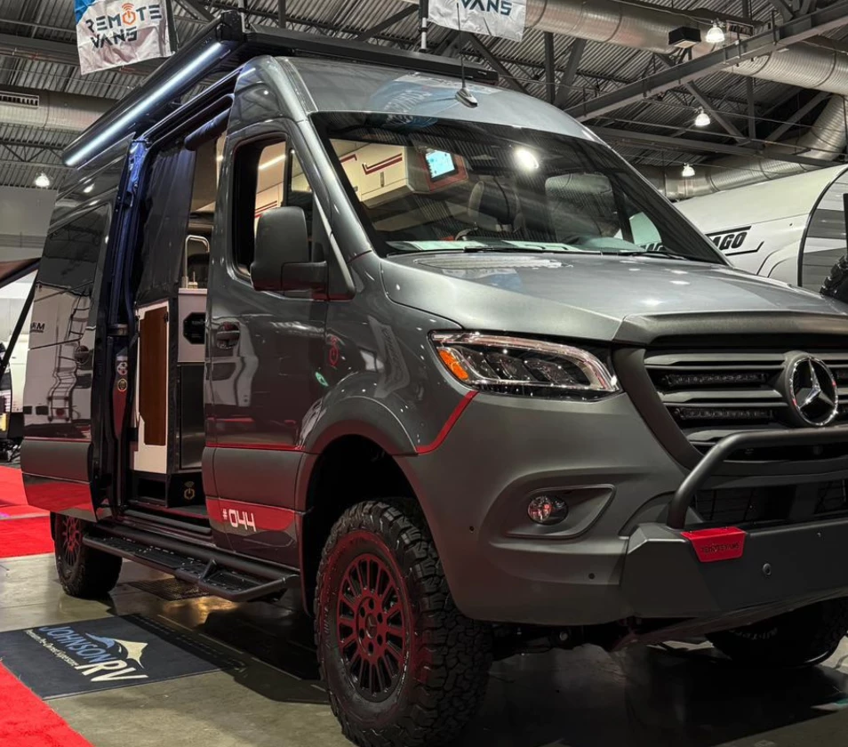 Remote shows the 2024 Aegis camper van (or at least most of it) at this month's Portland Metro RV Dealers Show