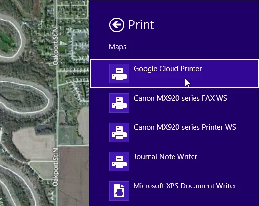 The virtual printer app for Windows also allows you to print from Metro-style apps