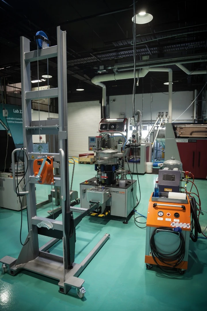Support equipment for the Concept Laser M2 machine, including vacuum and gas equpiment