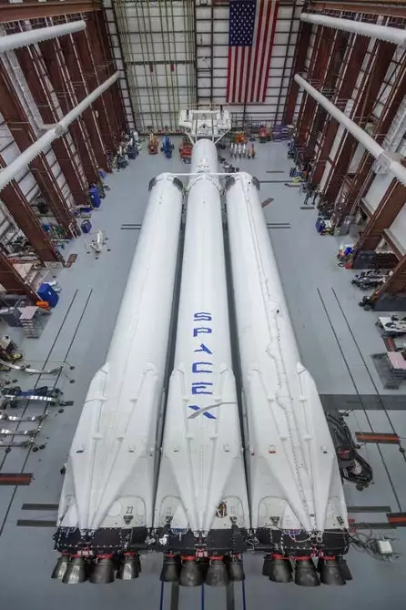 Falcon Heavy showing the booster assembly