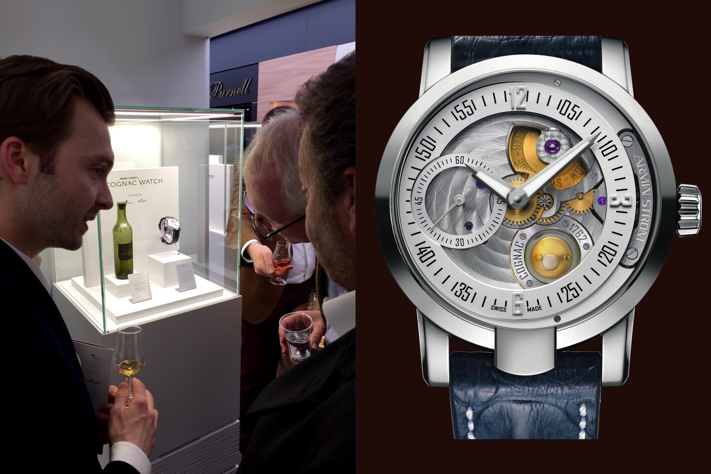 Each of Armin Strom's 40 Cognac watches contains a small capsule of the world's oldest cognac. The watches were made in a variety of stainless steel, 18k rose gold and titanium with the least expensive stainless steel version selling for €25,000 ($27,300).