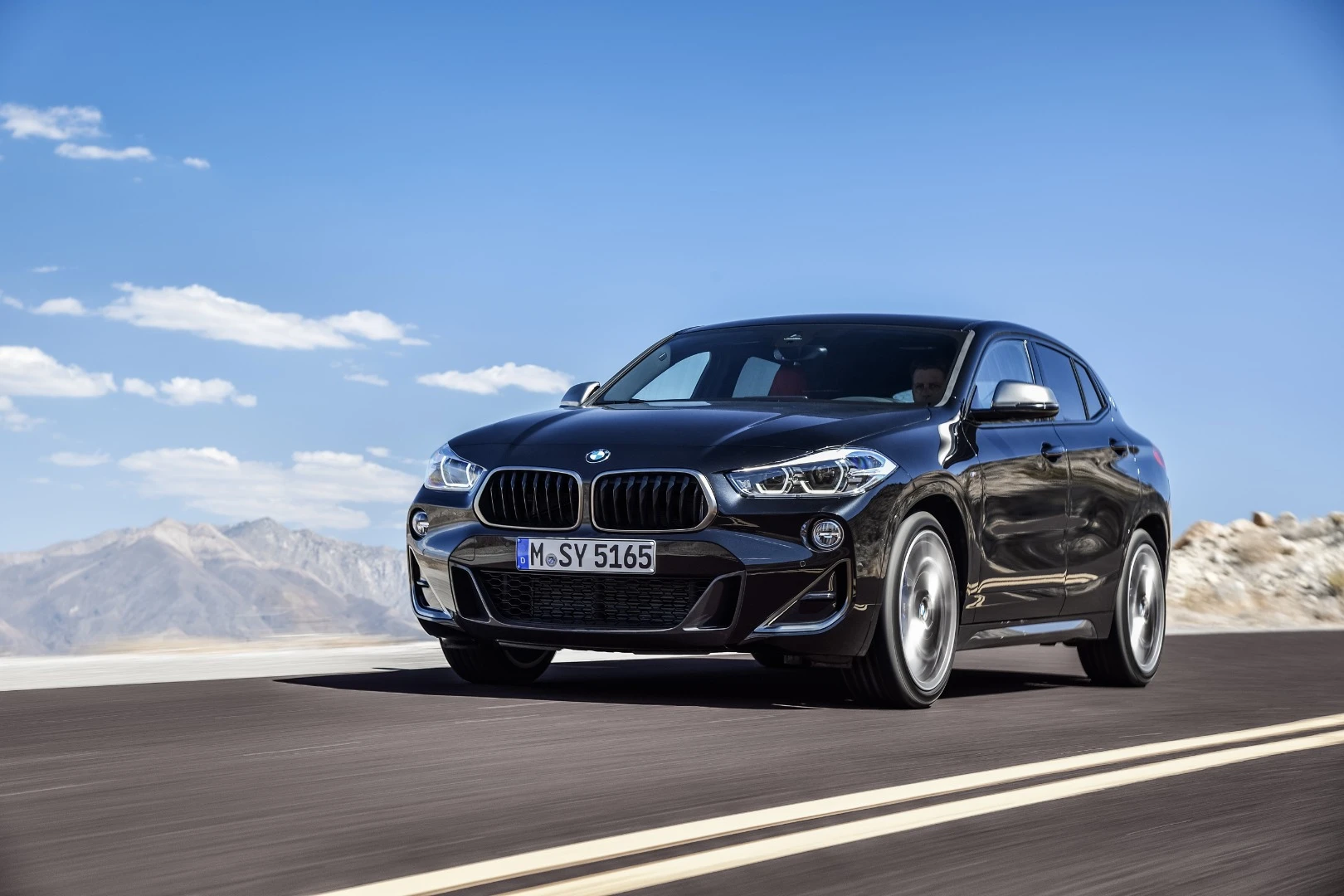 The BMW X2 M35I features upgraded headlights and fog lights