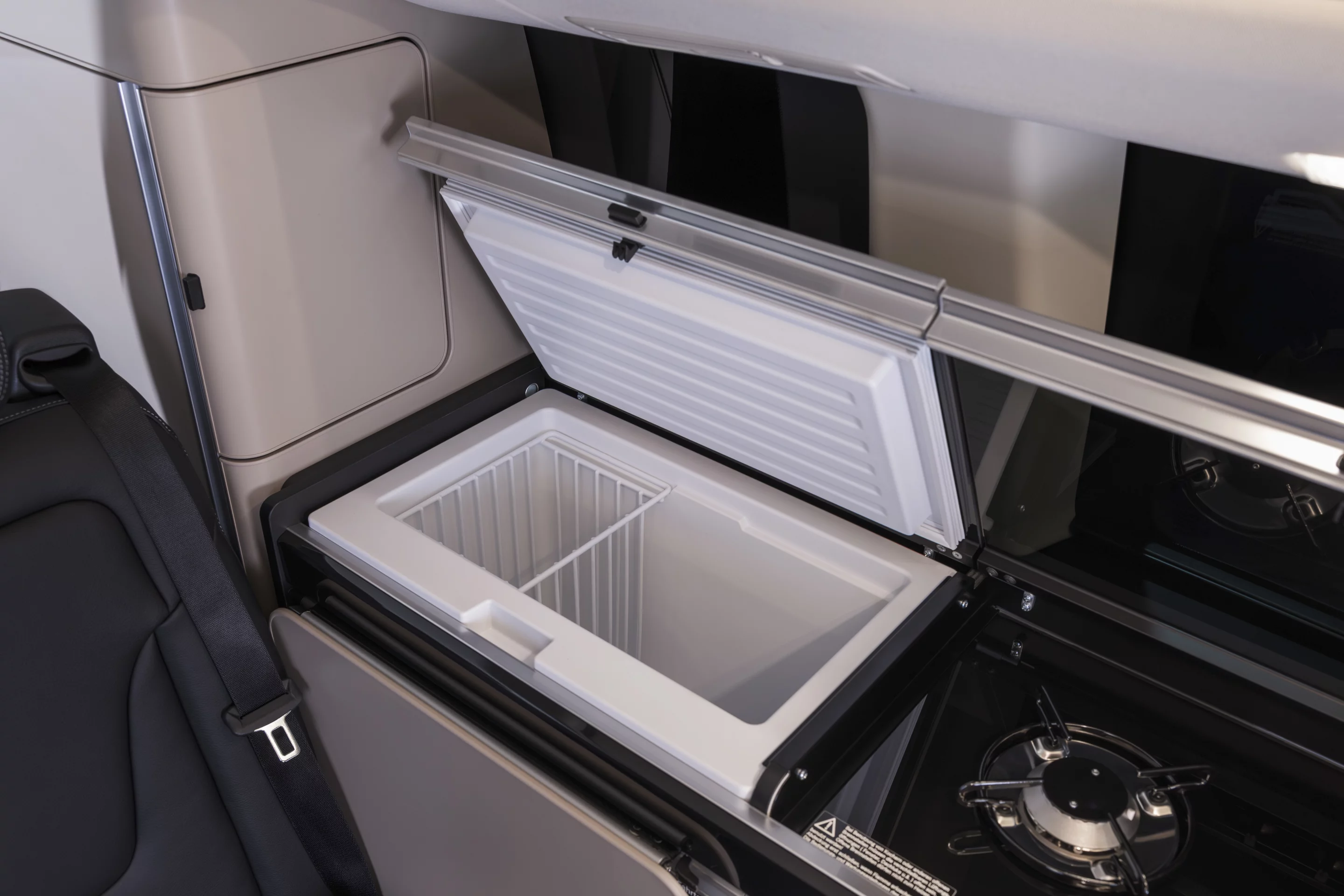 Mercedes says the 2026 Marco Polo's compressor fridge box is more efficient than previous models