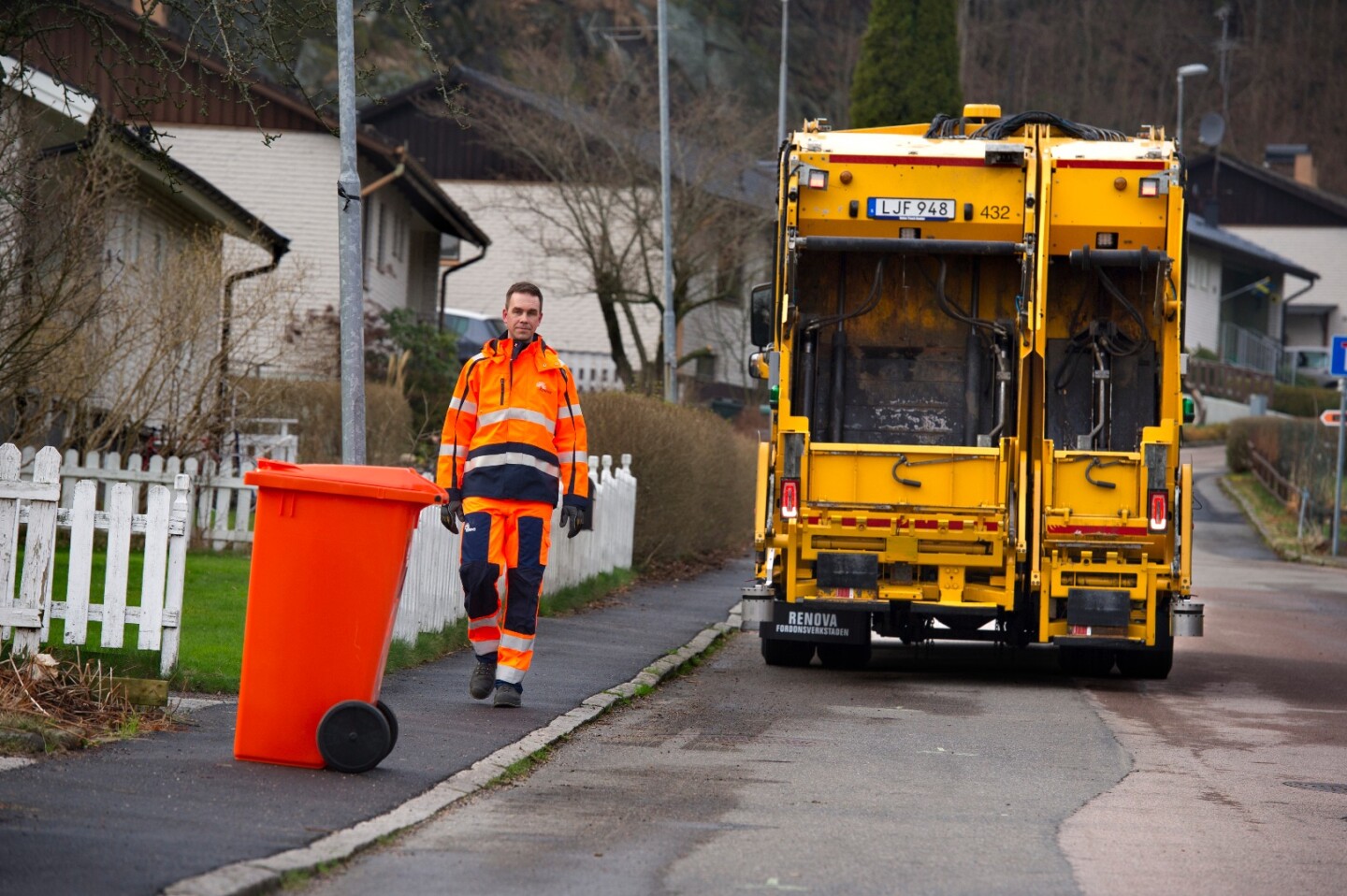 Currently, refuse collection trucks require the driver to constantly run from one end of the truck to the other; with an automated truck, the driver can stay behind the truck as it backs through the route