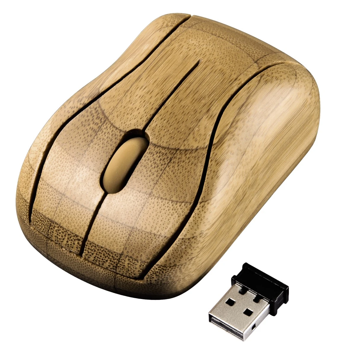 The wireless mouse links to a computer via an included USB nano receiver