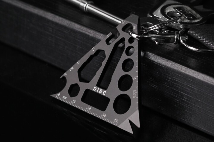 Triangle multitiool has a keyring hole to keep it nearby