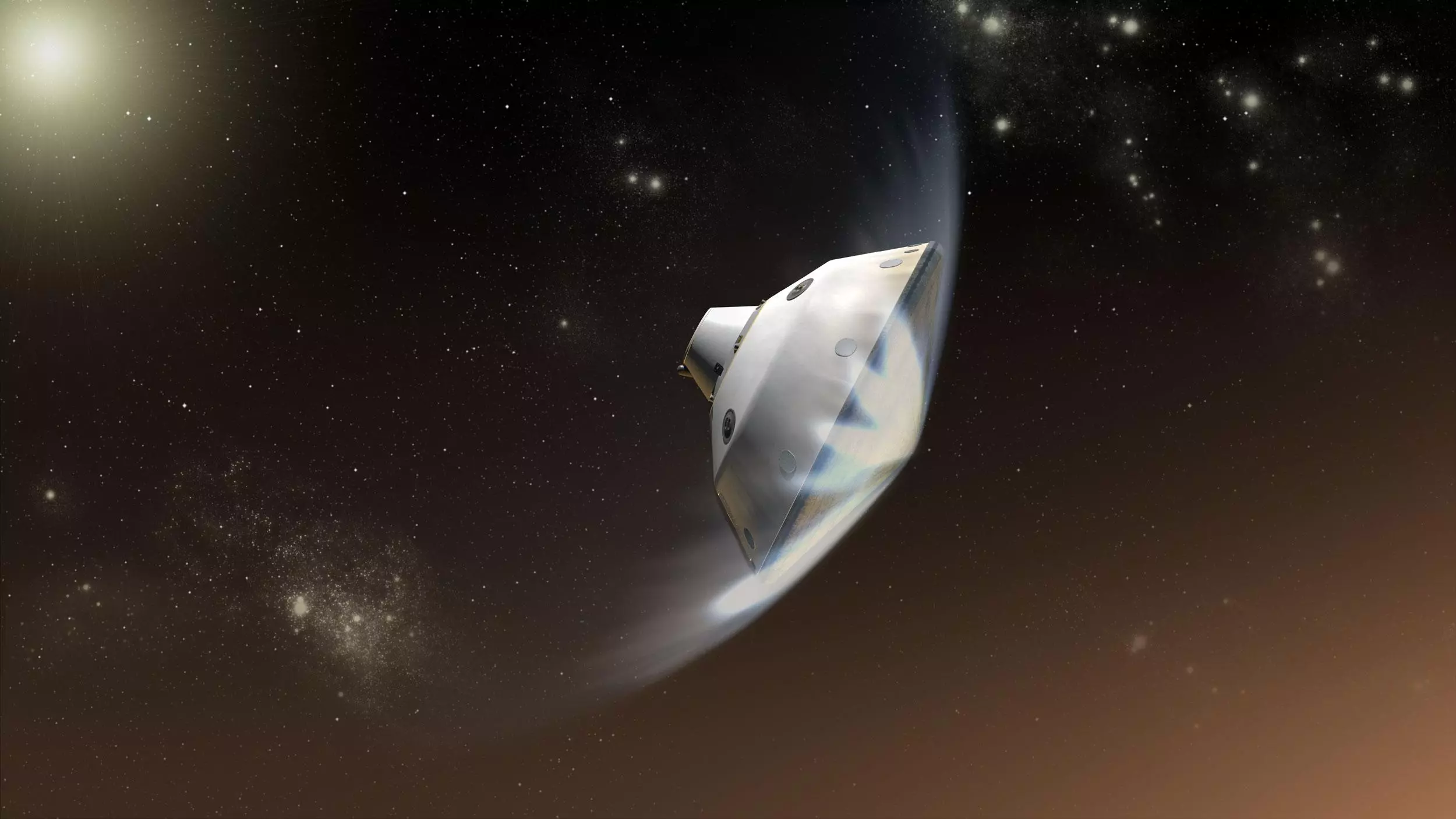 Artwork of Curiosity entering the Martian atmosphere (Image: NASA)