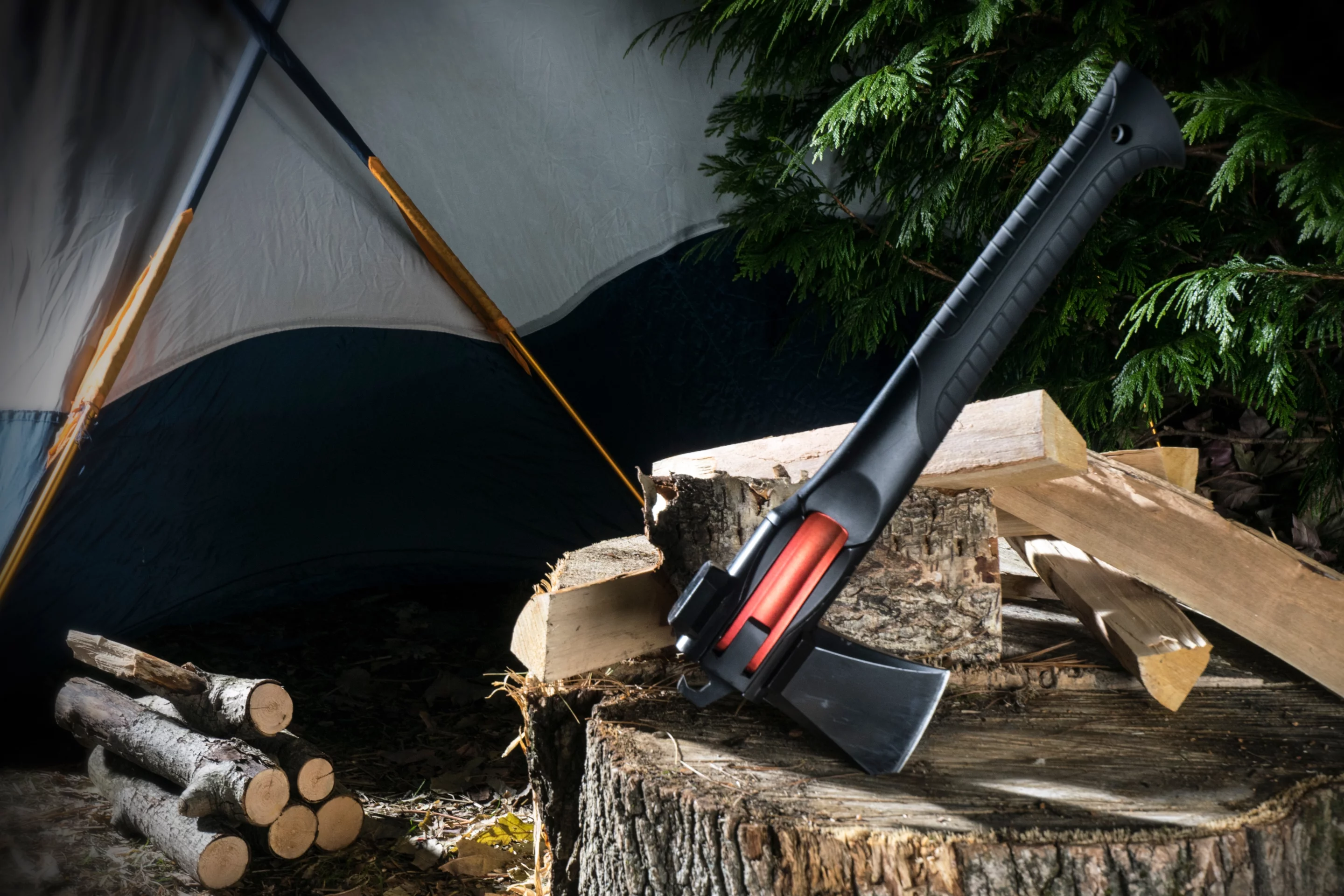 The AM-V2, seen here in "axe mode," is the new-and-improved second version of the previously-released Adventure Mate multi-tool
