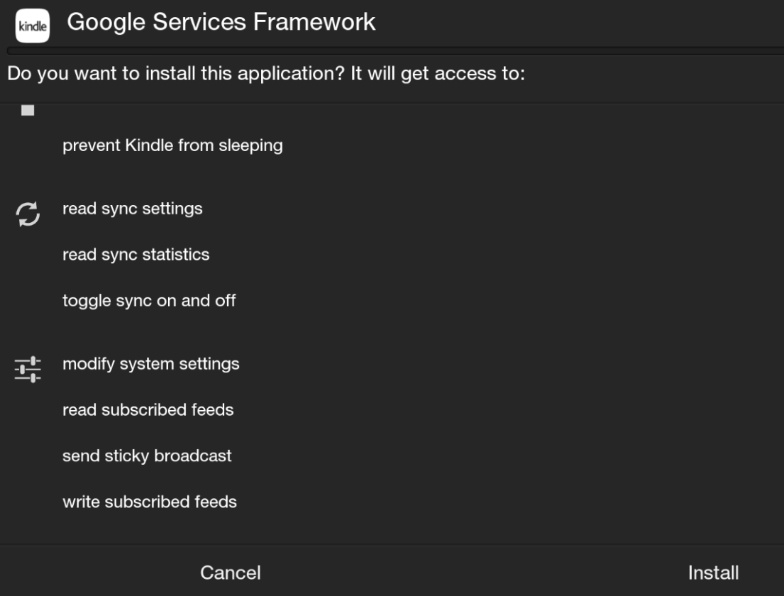 Install the required Google apps on the Kindle Fire