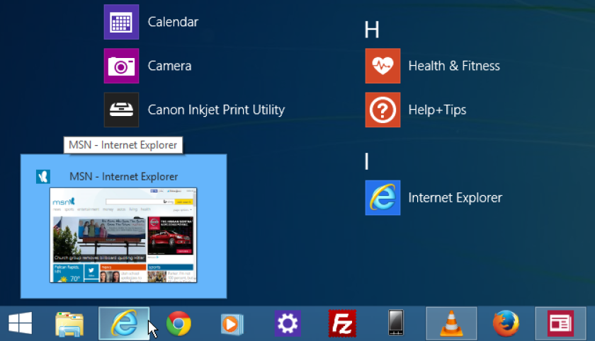 Display the Taskbar while in the Modern UI