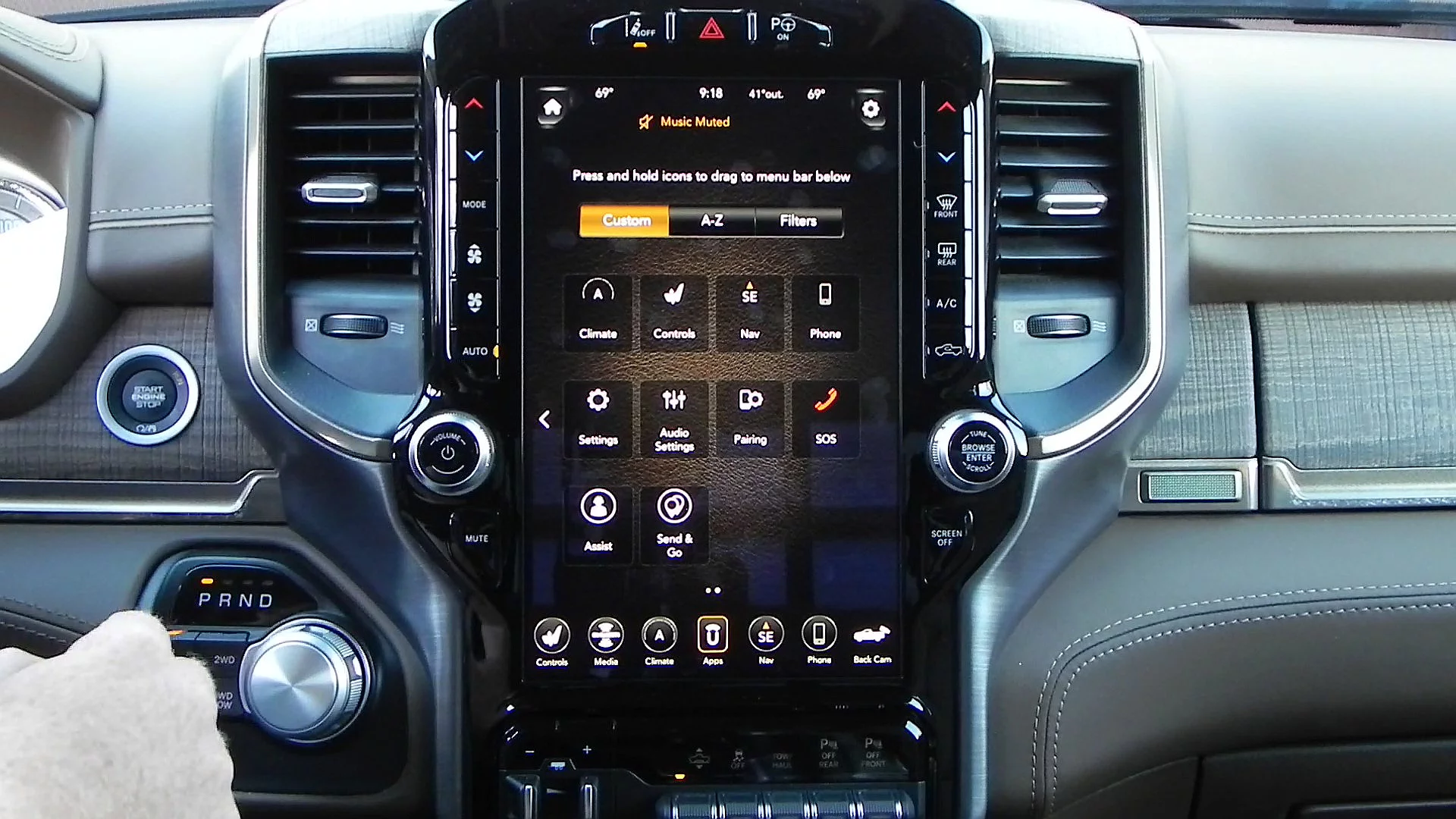 Swiping right-to-left on the main screen (previous image) shows the second screen of menu options