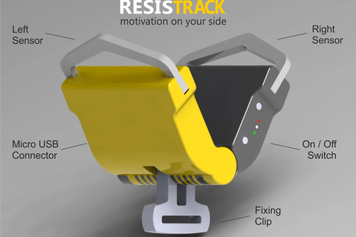 ResisTrack attaches to fitness equipment to measure muscle output