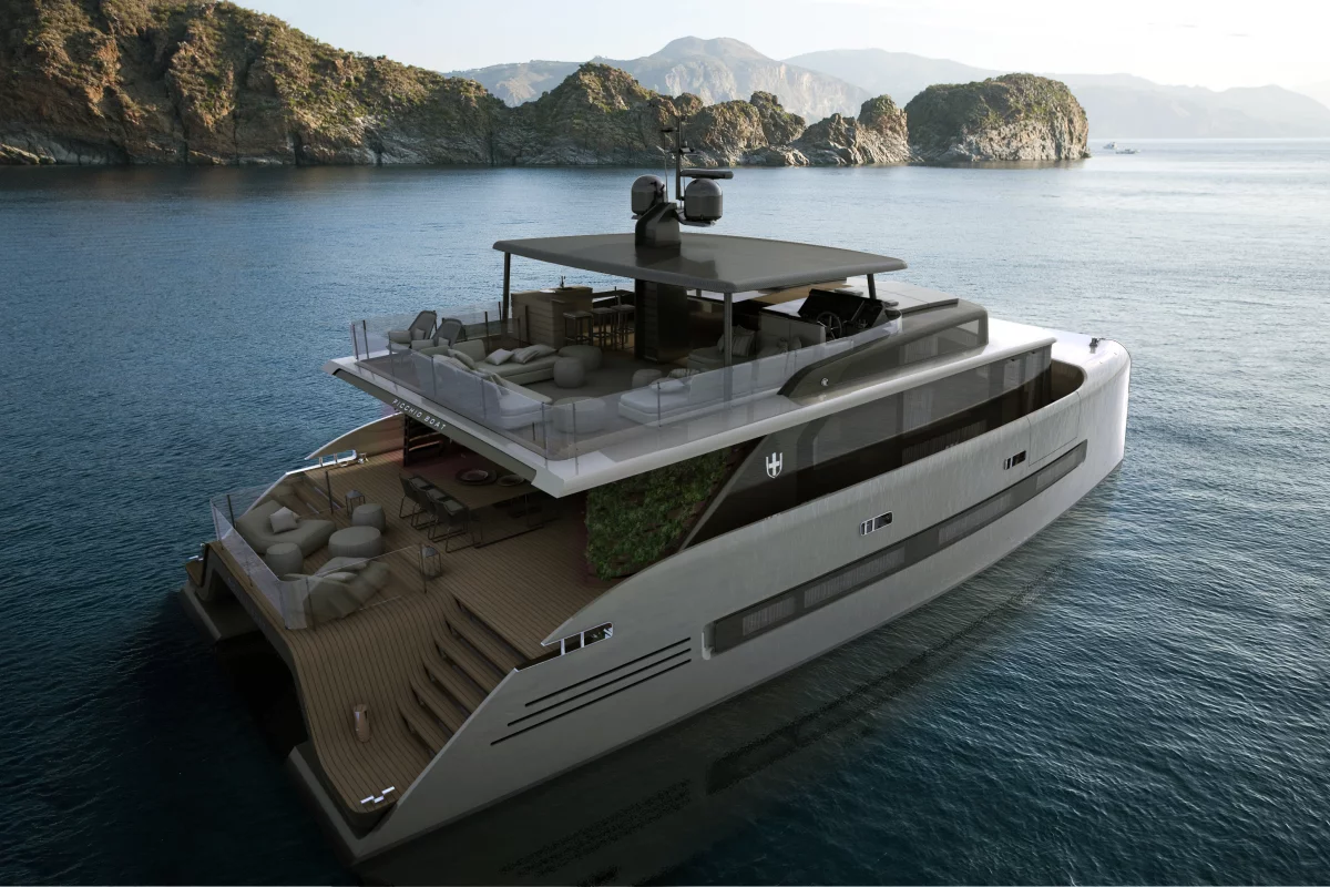 Picchio Boat is a luxury catamaran concept which boasts a glass-bottom master bedroom