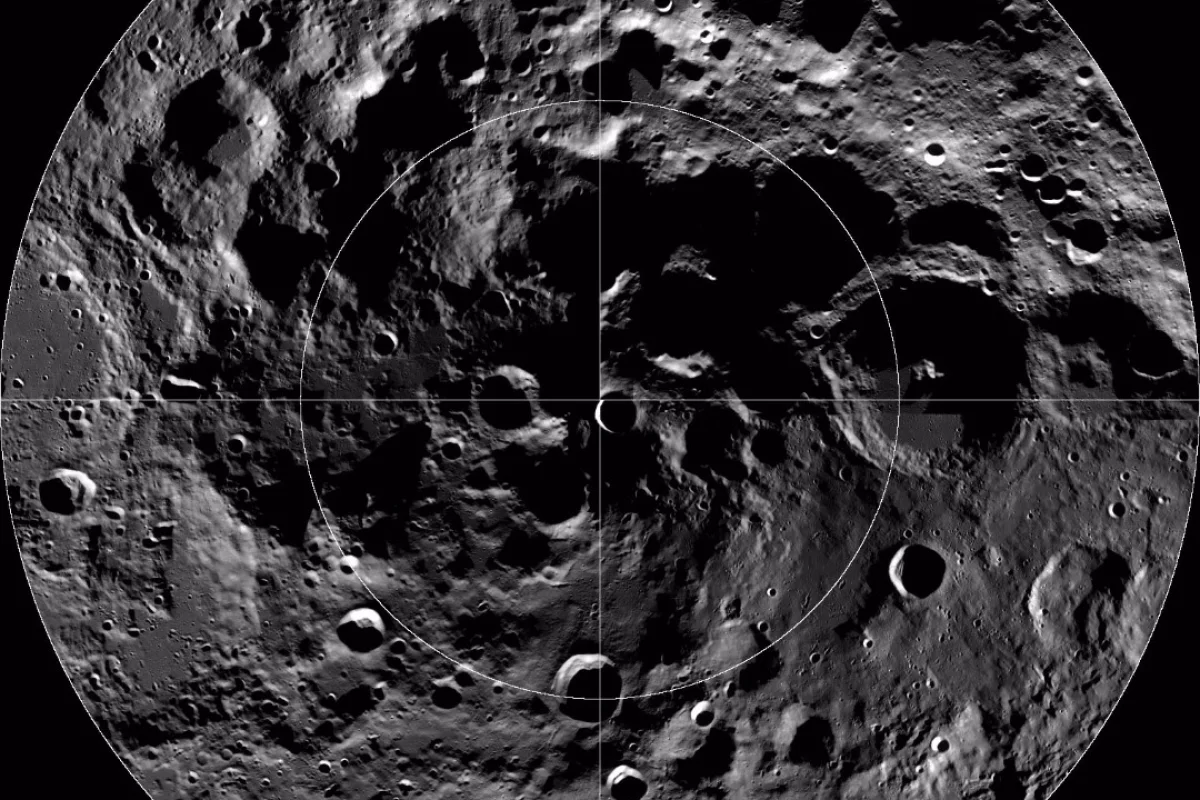 The bright and cold spots were found at the moon's south pole